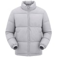 thumbnail image 4 of Mifsaly Mens Puffer Jacket Solid Color Stand Collar Full Zip Casual Padded Winter Coat with Multi Pockets Gray,L, 4 of 8