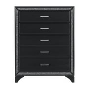 Salon Collection Chest with Black Pearlescent Finish and Silver Glitter Trim