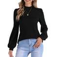 thumbnail image 4 of INSPIRE CHIC Long Sleeve Tunic Tops for Women's Mock Neck Puff Sleeve Casual Blouse, 4 of 5