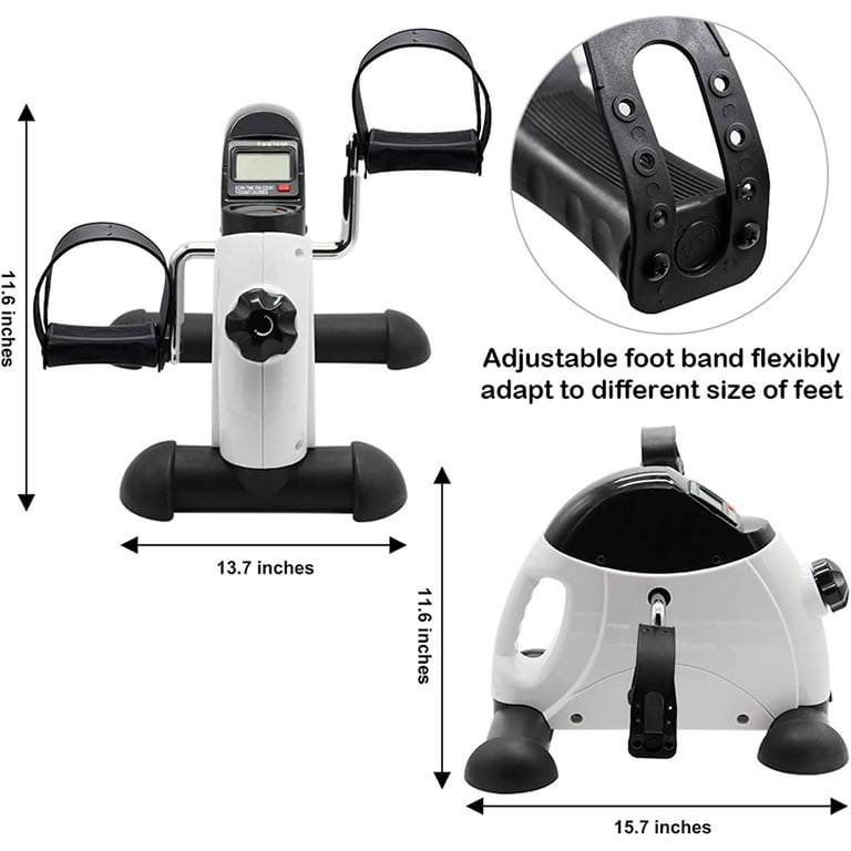 Hausse Portable Exercise Pedal Bike for Legs and Arms Mini Exercise Peddler with LCD Display White