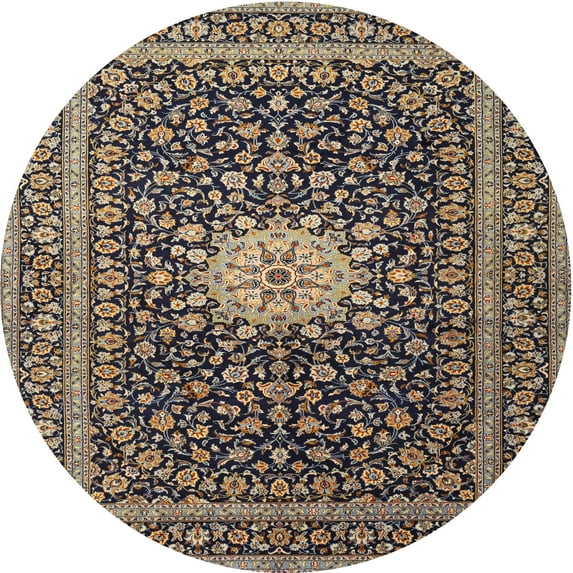 Ahgly Company Machine Washable Indoor Round Traditional Burgundy Brown Area Rugs, 4' Round