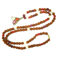 Mogul Yoga Hand Mala, Rudraksha Pearl Coral Ruby Hindu Prayer Wrist Mala Bracelet