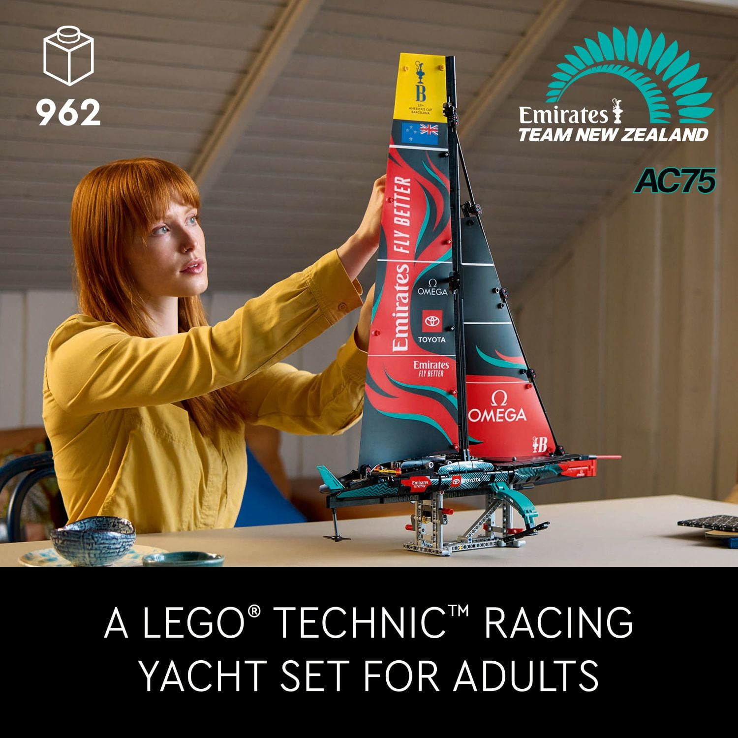LEGO Technic Emirates Team New Zealand AC75 Yacht, Racing Boat Building Kit, Sailboat Set for Adults, 42174