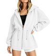 thumbnail image 7 of NTACZA Womens Sweatshirts Fleece Zip Up Hoodies with Pockets Drawstring Long Sleeve Loungwear White M, 7 of 7