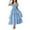 Light Blue, variant on Womens Square Neck Smocked Dress Summer Puff Short Sleeve Casual Ruffle Tiered Maxi Wedding Guest Dresses
