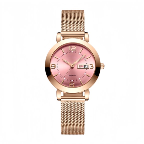 Women's Watch with Stainless Steel Strap, Calendar and Luminous Light