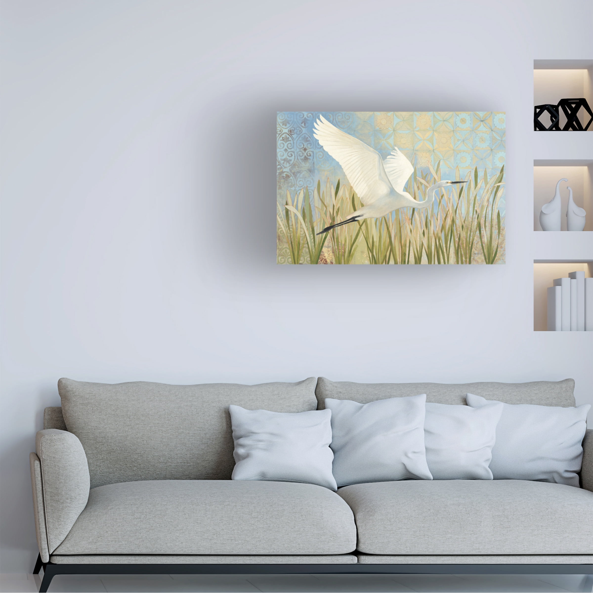 Trademark Fine Art 'Snowy Egret in Flight v2' Canvas Art by Kathrine Lovell
