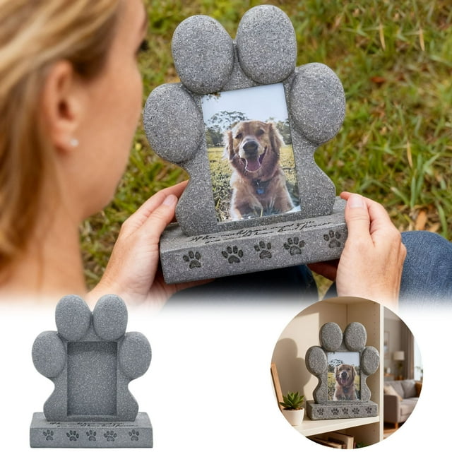 Fournitures pour Animaux Ornement Commémoratif en Résine pour Chat avec Photos et Plaque de Pierre