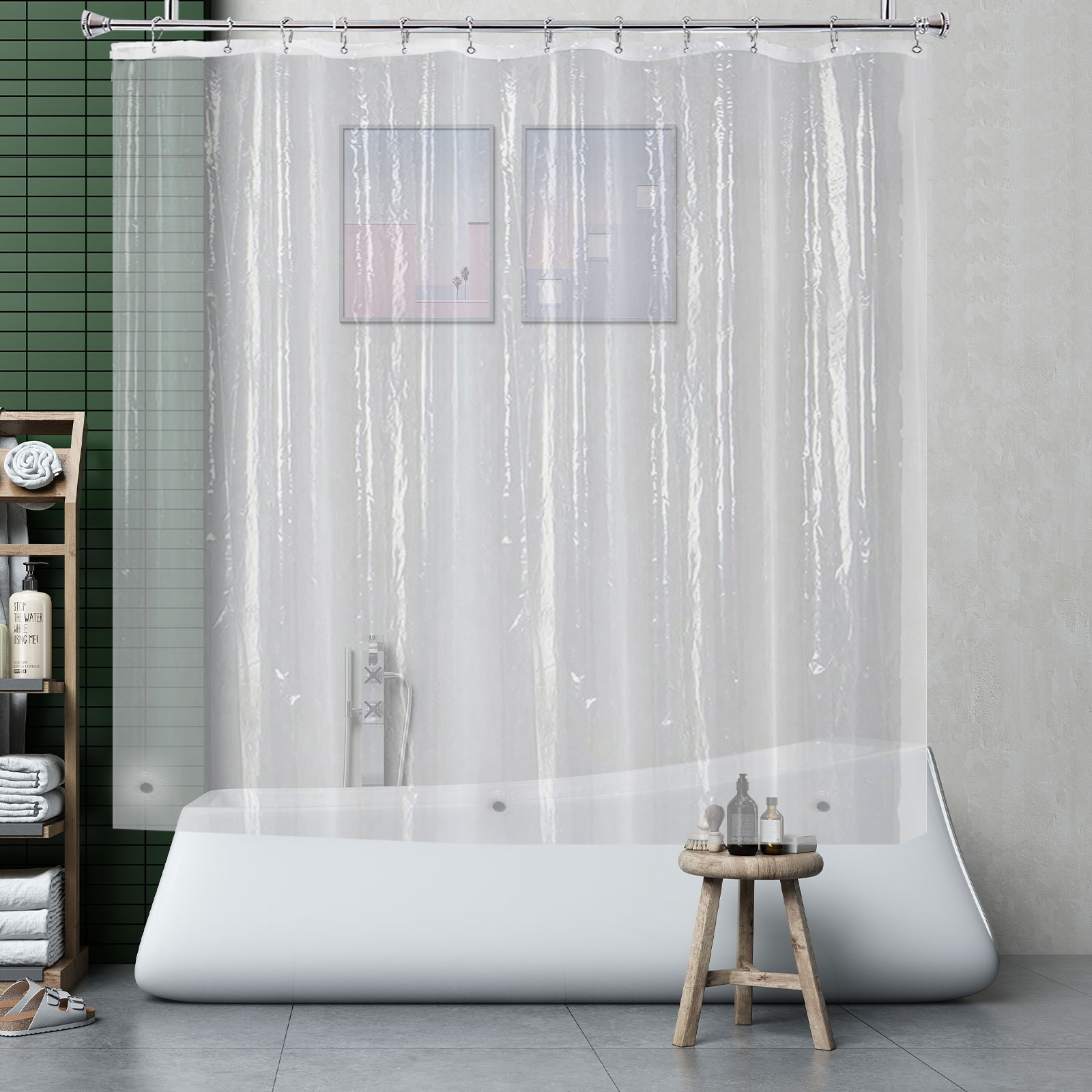 YISURE Short Shower Curtain Liner 60inch, Clear PEVA Plastic Waterproof