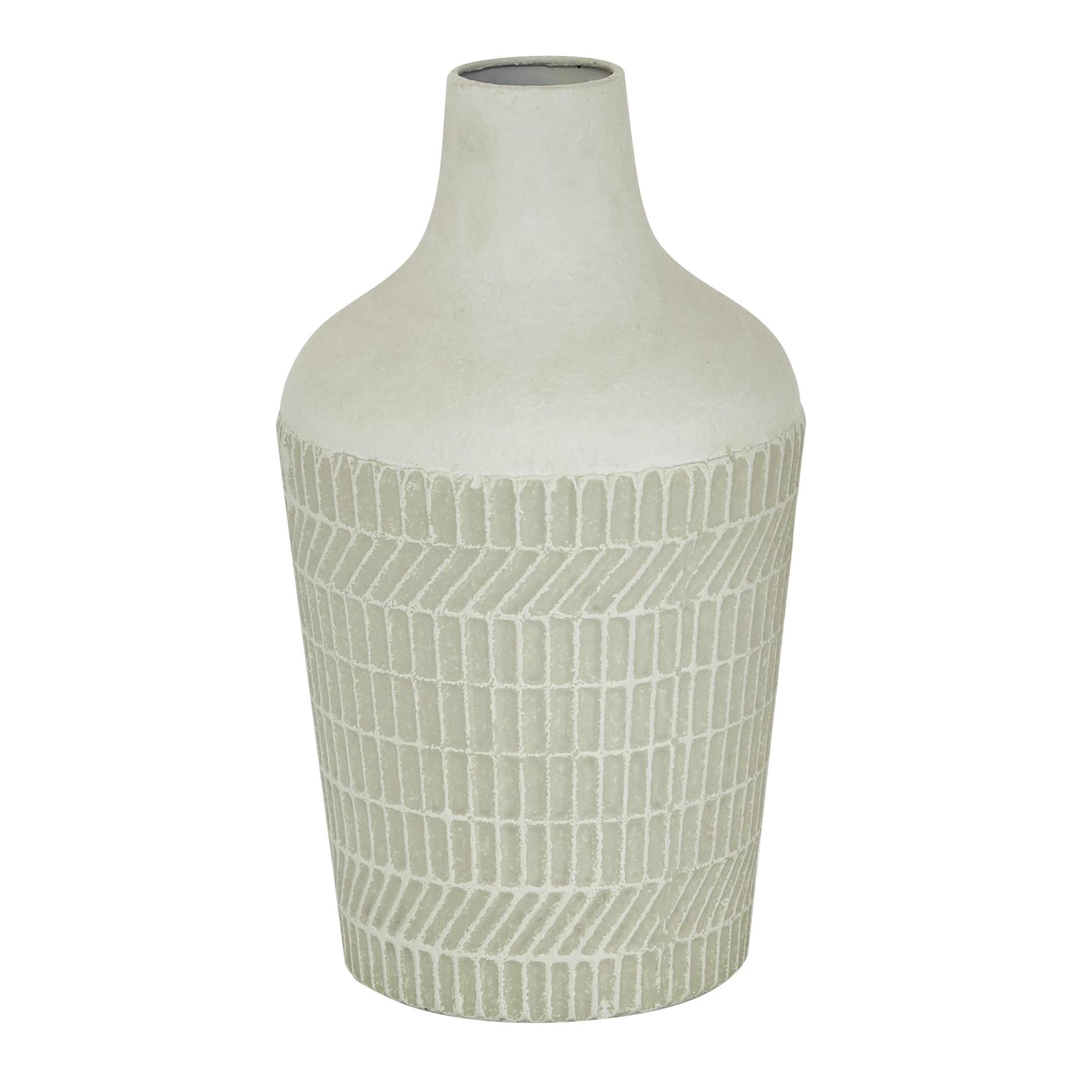 DecMode 13" Textured White Metal Vase