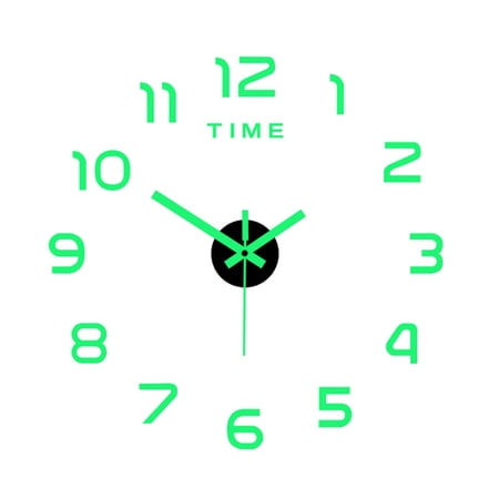 Selrti Luminous Wall Clock Modern Design Easy to Install Battery Powered Silent Decorative 3D DIY Wall Clock for Living Room