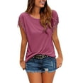 thumbnail image 2 of Red T Shirts for Womens Casual Fashion Western Fringe Slim Fit T Shirt Short Sleeves Fashion Clothing, 2 of 5