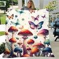 thumbnail image 2 of 1 Piece Colorful Mushroom and Butterfly Theme Pattern Printed Flannel Blanket Suitable for All Seasons Multifunctional Gift Printed Blanket Ideal Holiday Birthday Gift Choice for Family and Friends, 2 of 7