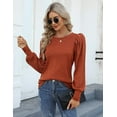thumbnail image 2 of Zeagoo Womens Elegant Knitted Shirts Lightweight Round Neck Blouse Tops Long Puff Sleeve Pullover Sweater, 2 of 9