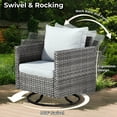 thumbnail image 6 of Ovios 8 Pieces Patio Fire Pit Set Outdoor Rattan Sectional Sofa Conversation Set with Swivel Rocking Chair and Side Table,Gray, 6 of 8
