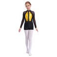 thumbnail image 4 of Aislor Kids Girls Shiny Rhinestones Gymnastic Long Sleeve Leotard with Shorts Skating Dancewear Gold 16, 4 of 7