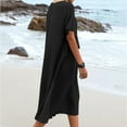 thumbnail image 5 of Sakmal T Shirt Dresses for Women Short Sleeve Crew Neck Long Black Dresses ,Sizes S-5XL, 5 of 8