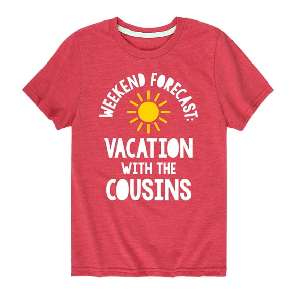 Instant Message - Weekend Forecast Vacation Cousins White Ink - Toddler And Youth Short Sleeve Graphic T-Shirt