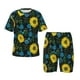 thumbnail image 1 of Balery Sunflowers And Blue Flower Conjunto de Pijama Infantil de Manga Corta con Estampado – Ropa de Dormir de Algodón Suave-Small, 1 of 6