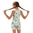 thumbnail image 2 of COEQINE Girls Two Piece Tankini Swimsuit Racerback Bathing Suit with Chest Pad, Summer Hawaiian Swimwear with Boyshort for Kids 6-7 Years, for Water Play, Tropical Palm Leaf Monstera, 2 of 8