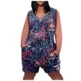 thumbnail image 2 of HIMIWAY Summer Sale Casual Jumpsuits for Women Plus Size Womens Independence Day Print Casual V Neck Pockets Sleeveless Jumpsuits Wide Shorts Rompers Navy XXXL, 2 of 5