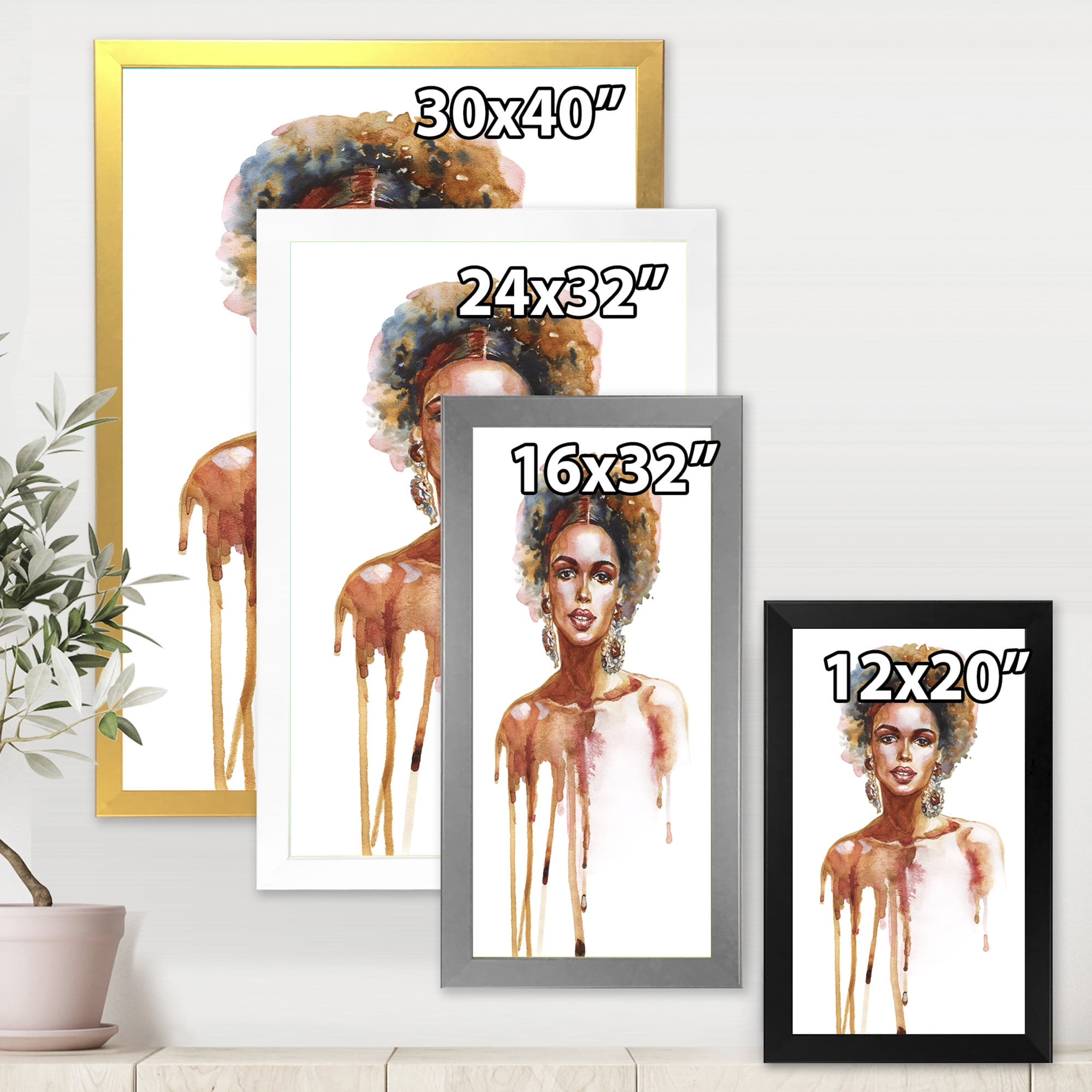 Designart 'Portrait of Afro American Woman XIII' Modern Framed Art Print