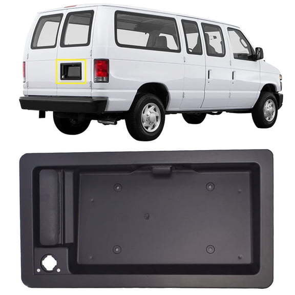 Rear Cargo Door Handle License Plate Frame Fit for Ford E-150 E-250 E-350 (1992-2007), 92-07 E-150 E-250 E-350 Cargo Door Handle