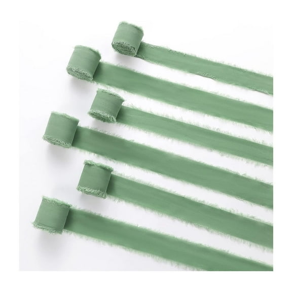 MAE 6 Rolls of 5-meter White Chiffon Ribbons for Wedding Invitations, Bridal Bouquets, Gift Boxes, Bow Decorations Christmas Ribbon