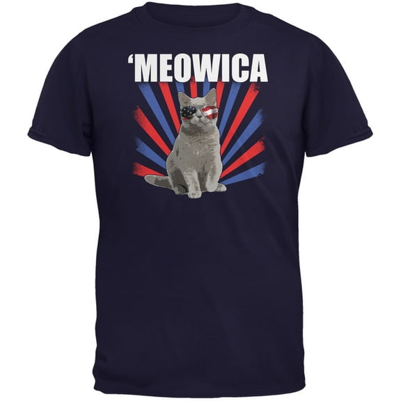 Cat 4th of July Meowica Navy Youth T-Shirt - Medium(10/12)