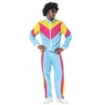 thumbnail image 1 of 80s HipHop Costumes Outfits  Retro Tracksuit  Patchwork Zip Up Long Sleeve Coat and Pants, 1 of 4
