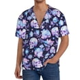 thumbnail image 2 of Disketp Men's Hawaiian Skull crystal flower Print Shirts Button Down Holiday Beach Shirts-Medium, 2 of 5