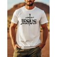 thumbnail image 1 of 'Jesus The Way The Truth The Life' - Men's Front Printed Short-sleeved T-shirt - Comfortable & Breathable Casual Tops for Summer, 1 of 4