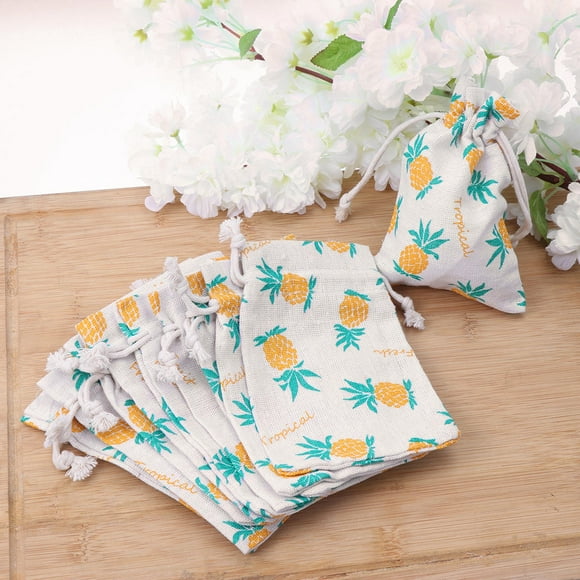 IDEANATEGRATE 10Ud Bolsas Con Cordón Respirable Y Resistente Con Estampado De Piña Para Viajes Y Camping