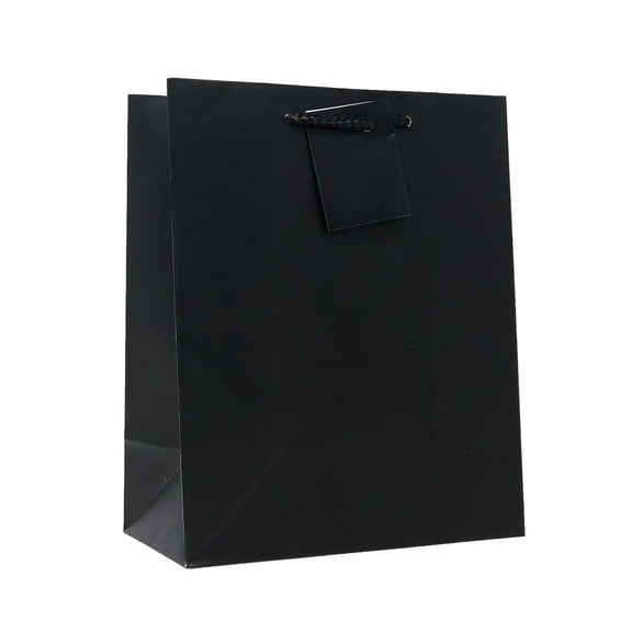 Allgala 12PK Value Premium Solid Color Paper Gift Bags (09"MED-Black-GP50021)