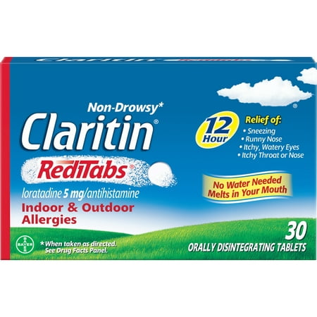 Claritin Non-Drowsy RediTabs Indoor & Outdoor Allergies 12 Hour Relief Tablets - 30 (Best Non Drowsy Hayfever Tablets)