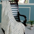 thumbnail image 2 of LR Home Talia Blue/Ivory Striped Lightweight Cotton Blend Embroidered Throw Blanket, 50" x 60", 2 of 11