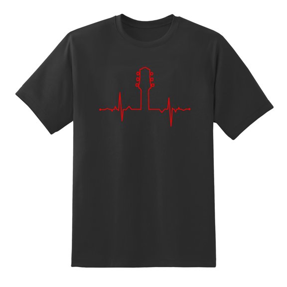 Guitar Heartbeat Red Electrocardiogram Guitar Lover Funny Tee Mens Graphic T Shirts,XL