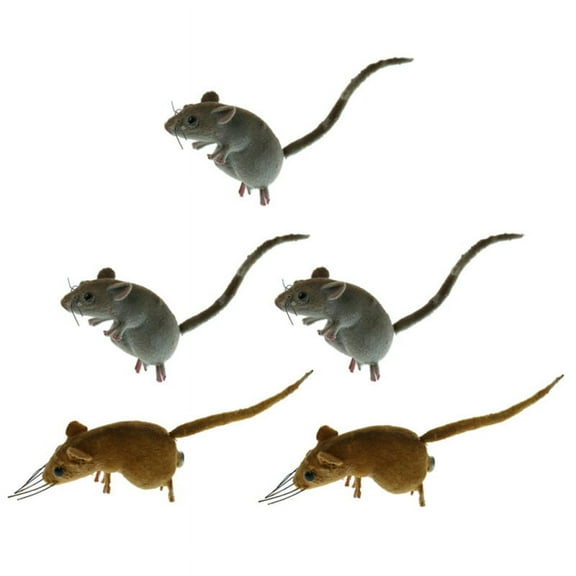 5x Grassland Lifelike Mouse Ornament Fridge Spoof Prop Mice Vivid Model Statues DIY Micro Landscape Lawn