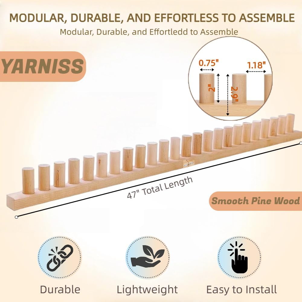 Yarniss 47" Chunky Blanket Loom Kit, Wooden Knitting Loom Frame for Hand, Thick Yarn Knitting Tools for Beginner 2 Packs