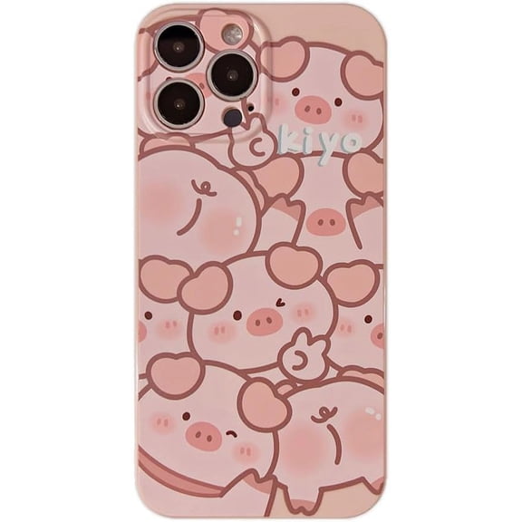 Cute Pink Pigs Letters Soft  for iPhone Case (Pink,iPhone 13 Pro)