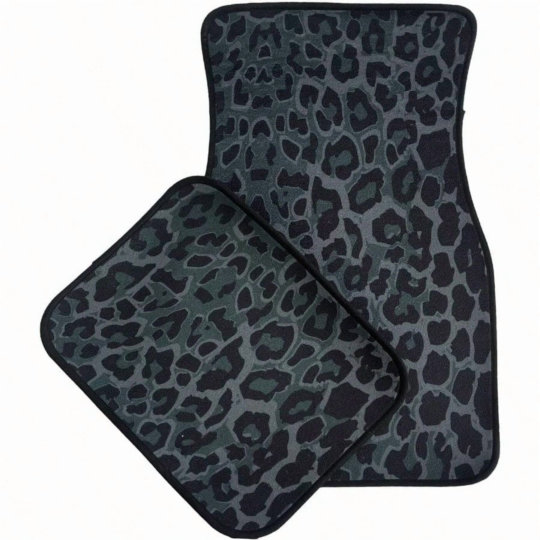 Black Green Leopard Print Car Floor Mats Universal Abstract Cheetah Pattern Wild Animal Skin Texture Floor Mats for Cars Front Rear Car Foot Rugs Cute Car Accories for Trucks SUV Sedans