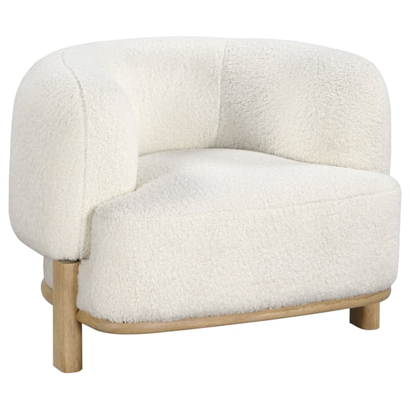 Coaster Lawler Upholstered Barrel Back Accent Chair, Ivory and Natural