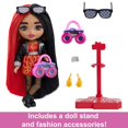 thumbnail image 3 of Barbie Extra Minis Doll with Red & Black Hair in Flame-Print Dress & Moto Jacket with Accessories, 3 of 6
