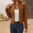 thumbnail image 3 of TKLPEHG Fall Fashion 2025 Women's Cropped Blazer Jackets Stretch Stand Collar Long Sleeve Open Front Work Office Cardigan Jacket Suit Blazers (Coffee,L), 3 of 8