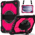 thumbnail image 1 of Funda Resistente a Golpes para Samsung Galaxy Tab A9+, Silicona Anti-caída + Funda Protectora de Capa de PC con Asa Giratoria de 360°, Soporte, Correa para el Hombro, Rosa Rosado, para Galaxy Tab A9+, 1 of 8