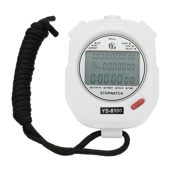 Sport Stopwatch Timer 100 Lap Memory 0.01 Second Timing Stop Watch Alarm Clock for Coach White