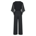 thumbnail image 5 of Lroveb Summer Jumpsuits for Women Wide Leg Pants Overalls Elegant Dressy Jumpsuit 3/4 Sleeve High Waist Holiday Party Belted Rompers Black, 5 of 6