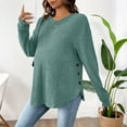 thumbnail image 4 of Fnooota Maternity Long Sleeve Tops, Stretchy Crew Neck Loose Fit Knitted Pregnancy Clothes Green Size M, 4 of 7