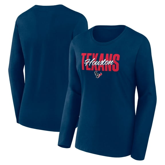 Women's Logo Athletic Navy Houston Texans Grip Long Sleeve T-Shirt