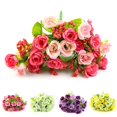 thumbnail image 3 of Farfi 1 Bouquet 21 Heads Artificial Roses Bridal Home Wedding Party Decor Fake Flowers (Rose Pink), 3 of 13